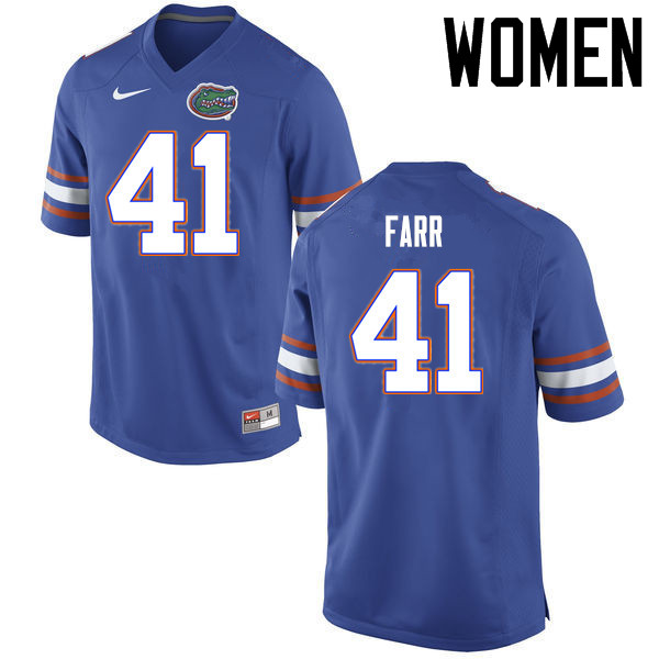 Women Florida Gators #41 Ryan Farr College Football Jerseys Sale-Blue